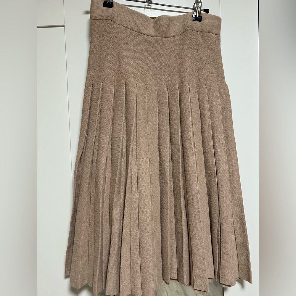 Knit pleated skit - Tan